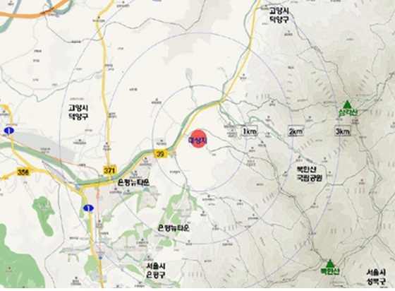 NSP통신-은평구 진관동 집단취락지구 위치도 (서울시)