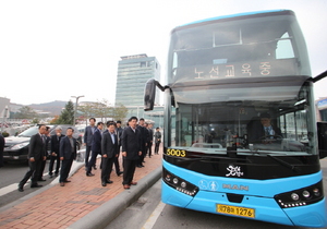 [NSP PHOTO]정찬민 용인시장, 2층버스 운행앞서 시승 점검