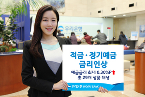 [NSP PHOTO]우리은행, 적금ㆍ예금 금리 최대 0.3% 인상