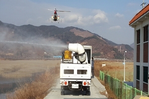 [NSP PHOTO]무인헬기까지 동원한 광양시, AI 유입 차단에 총력