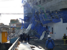[NSP PHOTO]용인 관광호텔 신축공사장 비계 붕괴