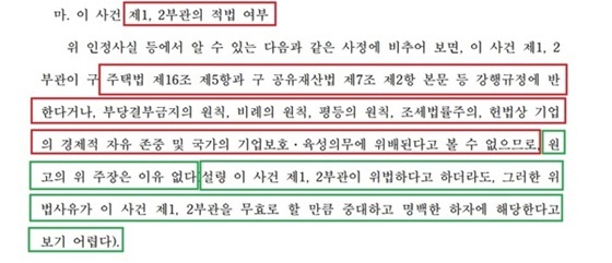 NSP통신-의정부지방법원 행정1부의 2016구합10027 사건의 판결내용 일부 (강은태 기자)