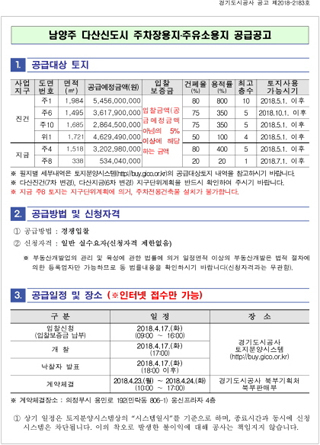 NSP통신-다산신도시 주차장용지등공급 공고문