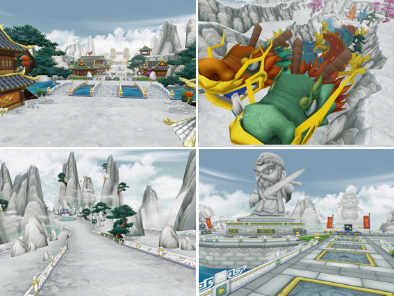 NSP통신-신규 아이템 트랙 도검 월하문(상, 좌), 신규 아이템 트랙 도검 용의 길(상, 우), 신규 스피드 트랙 도검 구름의 협곡(하, 좌), 신규 스피드 트랙 도검 야외 수련관(하, 우).