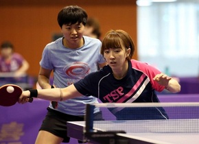 [NSP PHOTO]한국마사회 탁구단 서효원 출전 남북단일팀 16강 진출