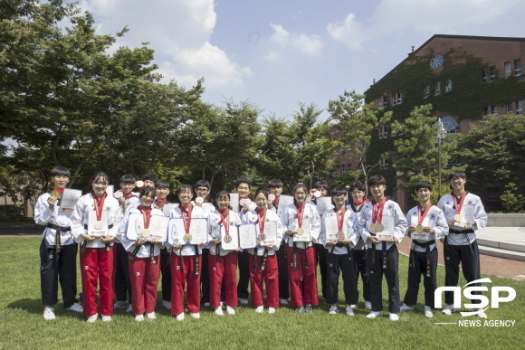 NSP통신-계명문화대학교 생활체육학부 태권도전공 선수들. (계명문화대학교)