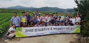 [NSP PHOTO]경기농기원, 개발 콩 계약재배단지 순회 현장평가 개최