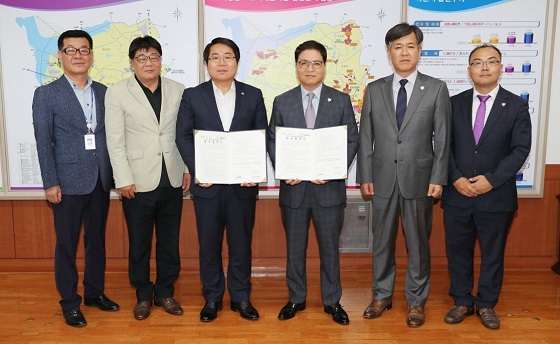NSP통신-▲아산시가 코오롱글로벌과 선장일반산업단지 조성사업 추진을 위한 업무협약을 체결했다. (아산시)