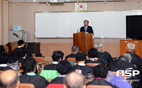 [NSP PHOTO]신갑수 진안군의회 의장, 노인대학 특강