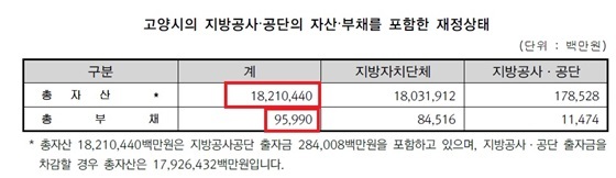 NSP통신-고양시 2017 재무제표 (고양시)