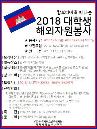 NSP통신-2018 대학생 해외자원봉사 모집 포스터. (의왕시)