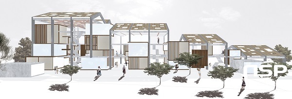 -이철우 도지사로부터 대상을 수여받는 김정환 씨&대상 작품 ‘ARCHIGRAM’s Fun Palace 2.0’ 투시도. (경일대학교)