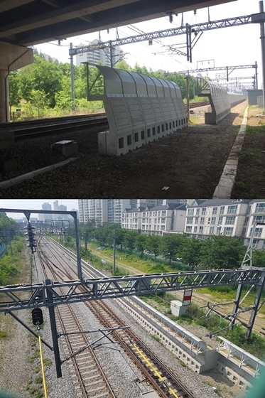 NSP통신-시범 설치된 선로근접형 저상방음벽 (한국철도시설공단)