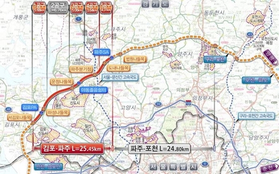 NSP통신-김포-파주 고속도로 건설 예정 위치도 (홍철호 의원실)