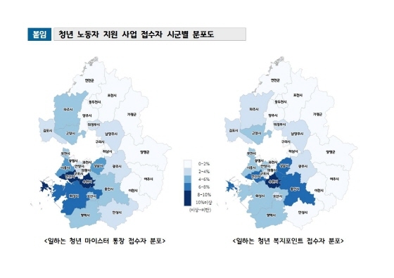 NSP통신-청년노동자 지원사업 접수현황 분포도. (경기도)