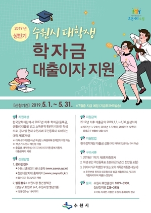 NSP통신-2019년 상반기 대학생 학자금 대출이자 지원 사업 홍보물. (수원시)