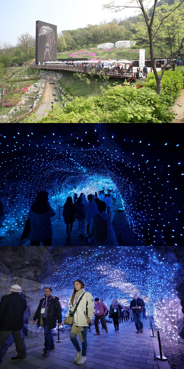 NSP통신-(위로부터) 광명동굴 전경. 관광객들의 광명동굴 관광 모습. (광명시)