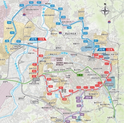 NSP통신-광주 도시철도2호선 노선도 (국토교통부)