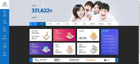 NSP통신-▲아산시가 통계 홈페이지를 새롭게 구축해 지난 1일부터 서비스에 들어갔다. (아산시)