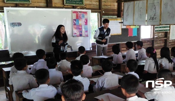 NSP통신-대구대 해외봉사단 학생들이 동파운지 마을 유치원과 공립학교인 산삐야학교에서 교육 봉사활동을 펼치고 있다.