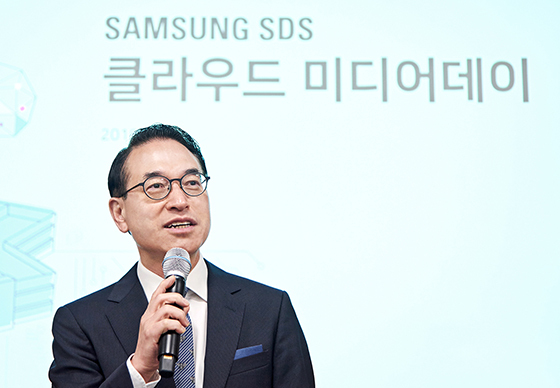 NSP통신-삼성SDS 홍원표 대표가 20일 춘천 데이터센터에서 열린 클라우드 미디어데이 에서 환영사를 전하고 있다. (삼성SDS)