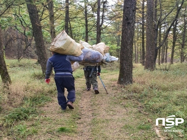 NSP통신-구미시 금오산도립공원관리사무소는 지난 20일 단풍이 절경을 이룬 금오산 등산로와 산책로 일원을 공원관리사무소 직원, 환경관리원, 사회복무요원 등이 참여한 가운데 환경정비 활동을 실시했다 (구미시)