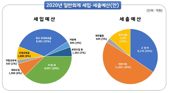 NSP통신-2020년 수원시 세입, 세계 회출 예산안. (수원시)