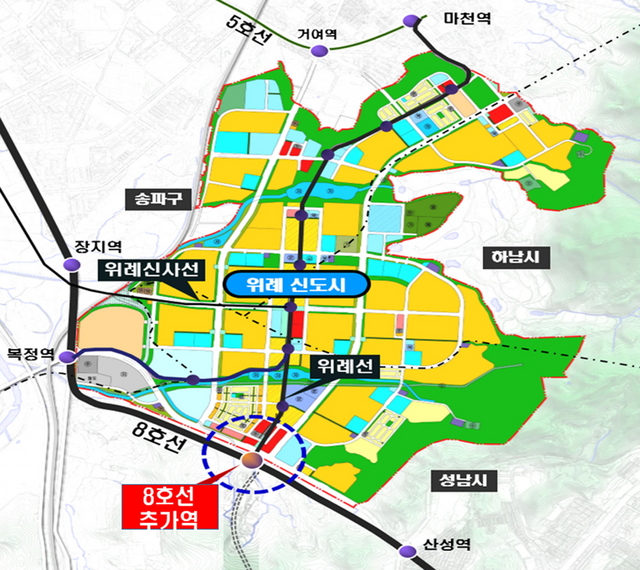 NSP통신-지하철 8호선 위례 추가역(가칭) 위치도. (성남시)