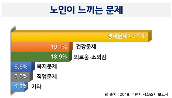 NSP통신-노인이 느끼는 문제 조사결과 그래프. (수원시)