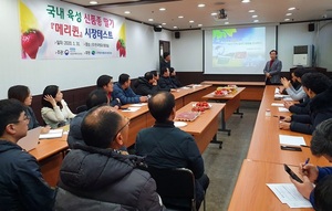 [NSP PHOTO]담양군 육성 딸기 메리퀸,  유통전문가 대상 시장 평가서 호평