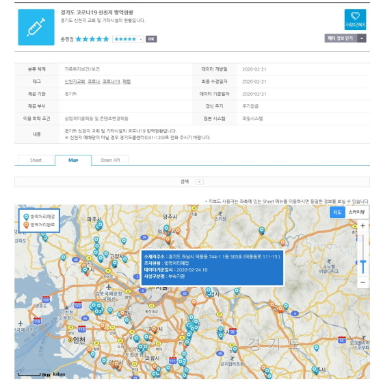 NSP통신-경기데이터드림 신천지 방역현황 지도서비스. (경기도)