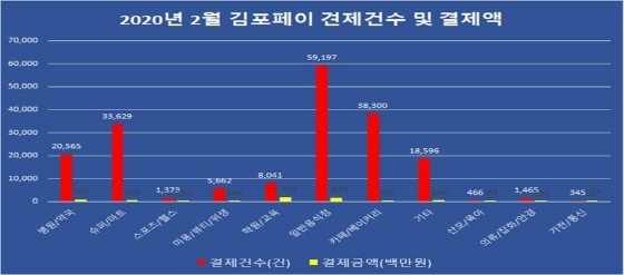 NSP통신-2020년 2월 김포페이 사용현황 그래프. (김포시)