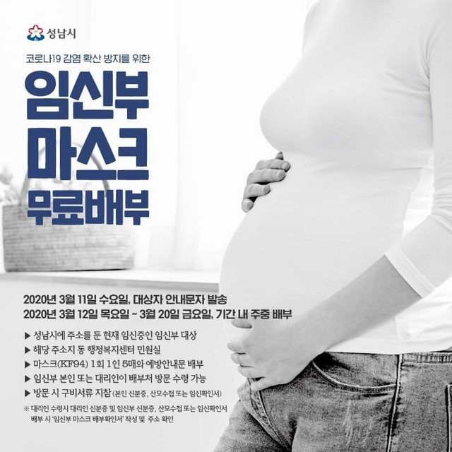 NSP통신-성남시의 임신부 마스크 무료배부 홍보 안내 포스터. (성남시)