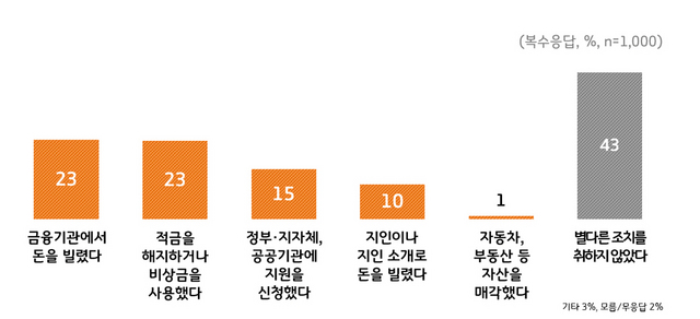 NSP통신-코로나19로 인한 경제적 어려움 해결 조치 조사 결과 그래프. (경기도)