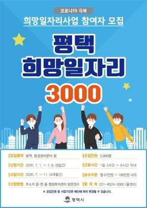 NSP통신-평택 희망일자리 3000 참여자 모집 안내 포스터. (평택시)