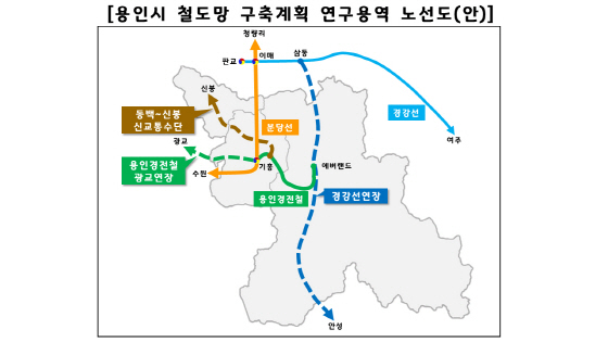 NSP통신-용인시가 연구용역을 진행한 철도노선 개념도. (용인시)