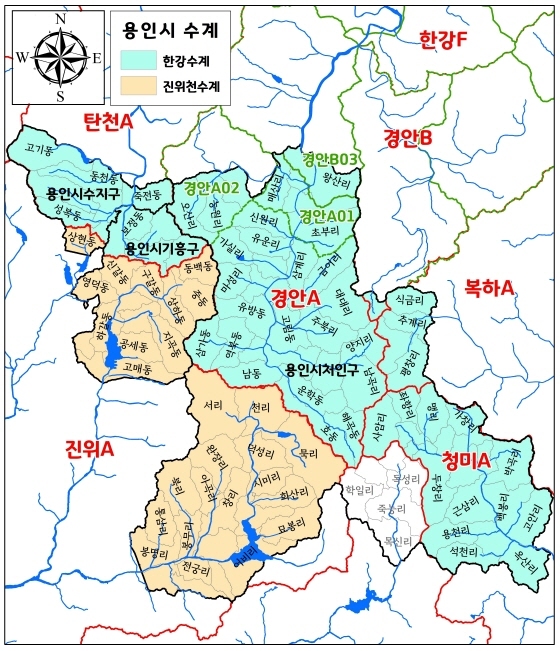 NSP통신-용인시 한강수계 구역도. (용인시)