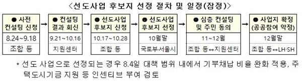 NSP통신-선도사업 후보지 선정 절차 및 일정(잠정)(이미지=국토부)