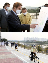 [NSP PHOTO]용인시, 경안천 자전거도로 용인~광주 단절구간 연결 개통