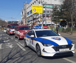 [NSP PHOTO]안산소방서, 유관기관 합동 소방차 길 터주기 합동훈련