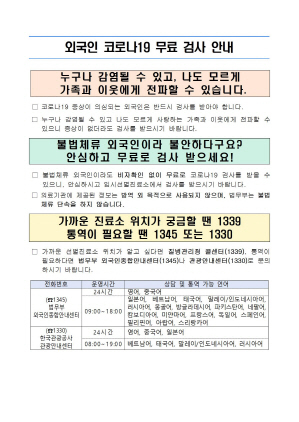 NSP통신-외국인 코로나19 진단검사 안내문. (수원시)