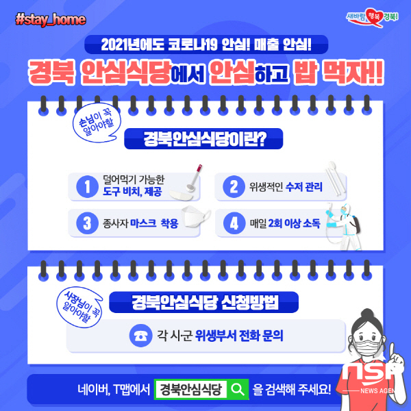 NSP통신-경상북도는 지속적으로 발생하고 있는 코로나19 상황 속에 감염병 걱정을 덜어주는 2021년 경북안심식당 지정제 를 추진한다고 밝혔다 경상북도