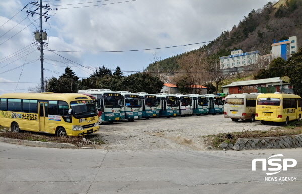 NSP통신-19일 코로나로 인한 관광객감소로 전세버스가 주차장에 만차다. (독자제공)