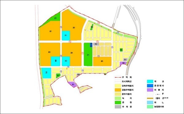 NSP통신-포항 초곡 도시개발지구 토지이용계획도 (경북개발공사)