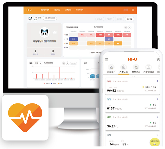 NSP통신-건강관리 플랫폼 하이유(HI-U)의 웹/모바일 화면 (롯데정보통신)