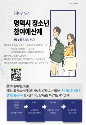 NSP통신-평택시 청소년참여예산제 참가팀 모집기간 연장 안내 포스터. (평택시)