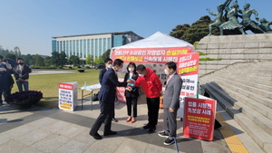 [NSP PHOTO]김기현 국민의힘 원내대표, 첫 공식 업무 국회 천막 농성 최승재 격려 방문