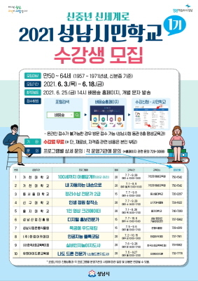 NSP통신-성남시민학교 수강생 모집 안내 포스터. (성남시)