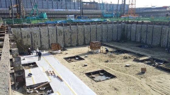 NSP통신-포스코건설이 공사현장에 BSCW공법으로 시공한 흙막이 벽체다. (포스코건설)