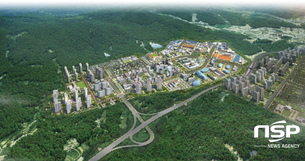 NSP통신-포항시가 세계 최고 수준의 신약개발 연구 역량과 핵심 바이오 인프라를 바탕으로 K-바이오 랩허브 구축사업 현장평가에서 유치 최적지임을 강조했다. 대상부지인 포항융합기술산업지구의 조감도 (포항시)